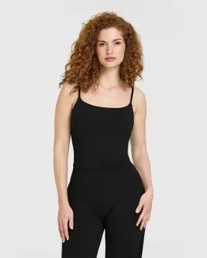 SoftMotion? Strappy Mid Vest with Built in Bra Shelf | Black OdorResistant Finish ZeroIrritationLabels Mountain Cool