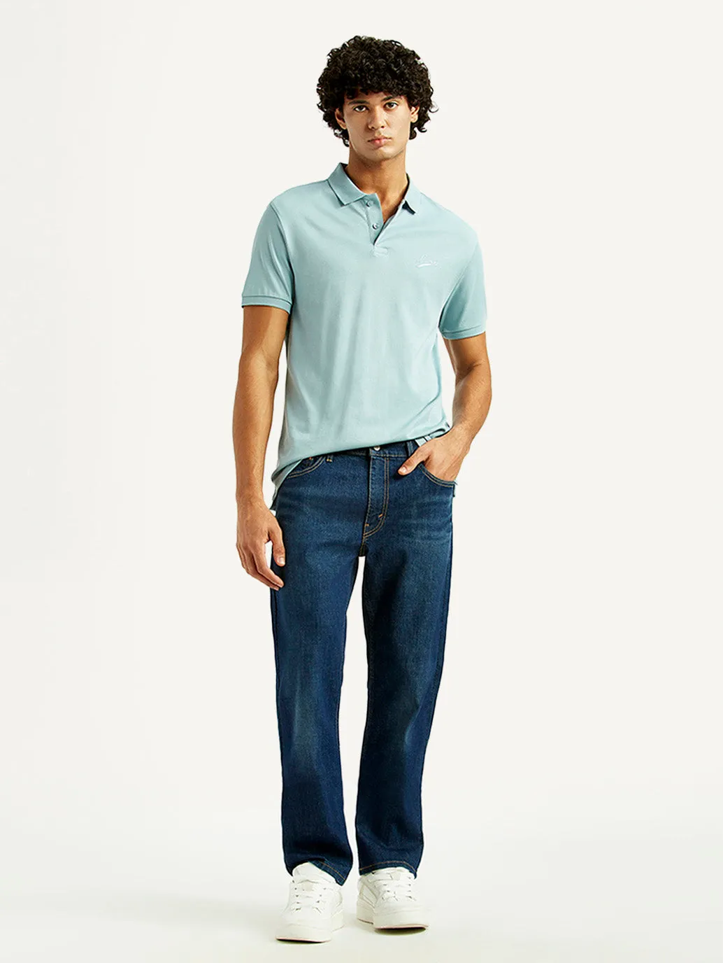 Smart Casual Modern Rainy Day Men's 513 Dark Indigo Slim Straight Fit Mid Rise Jeans