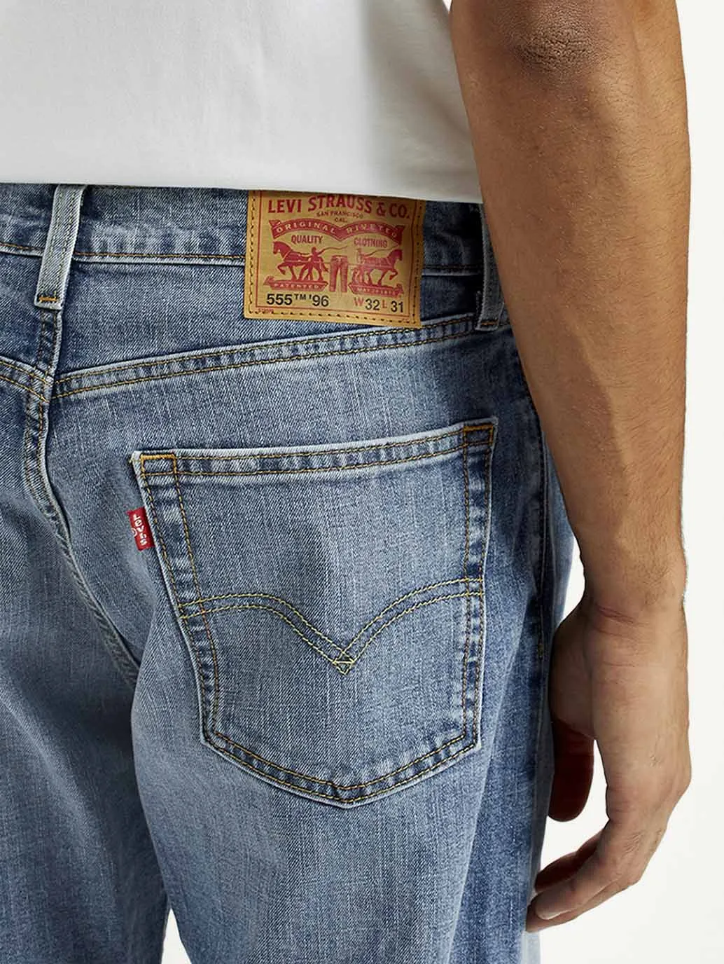 Men's 555 Light Indigo Loose Fit Mid Rise Jeans Daily Wear Summer Vibes Music Event Odor Control Coating
