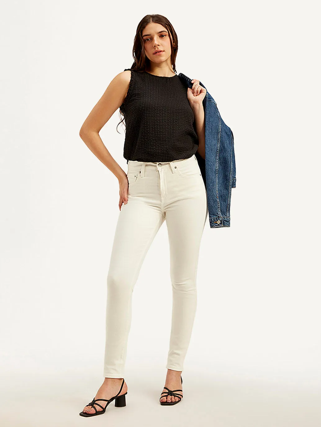 Women's 721 Off White Skinny Fit High Rise Jeans Travel Ease