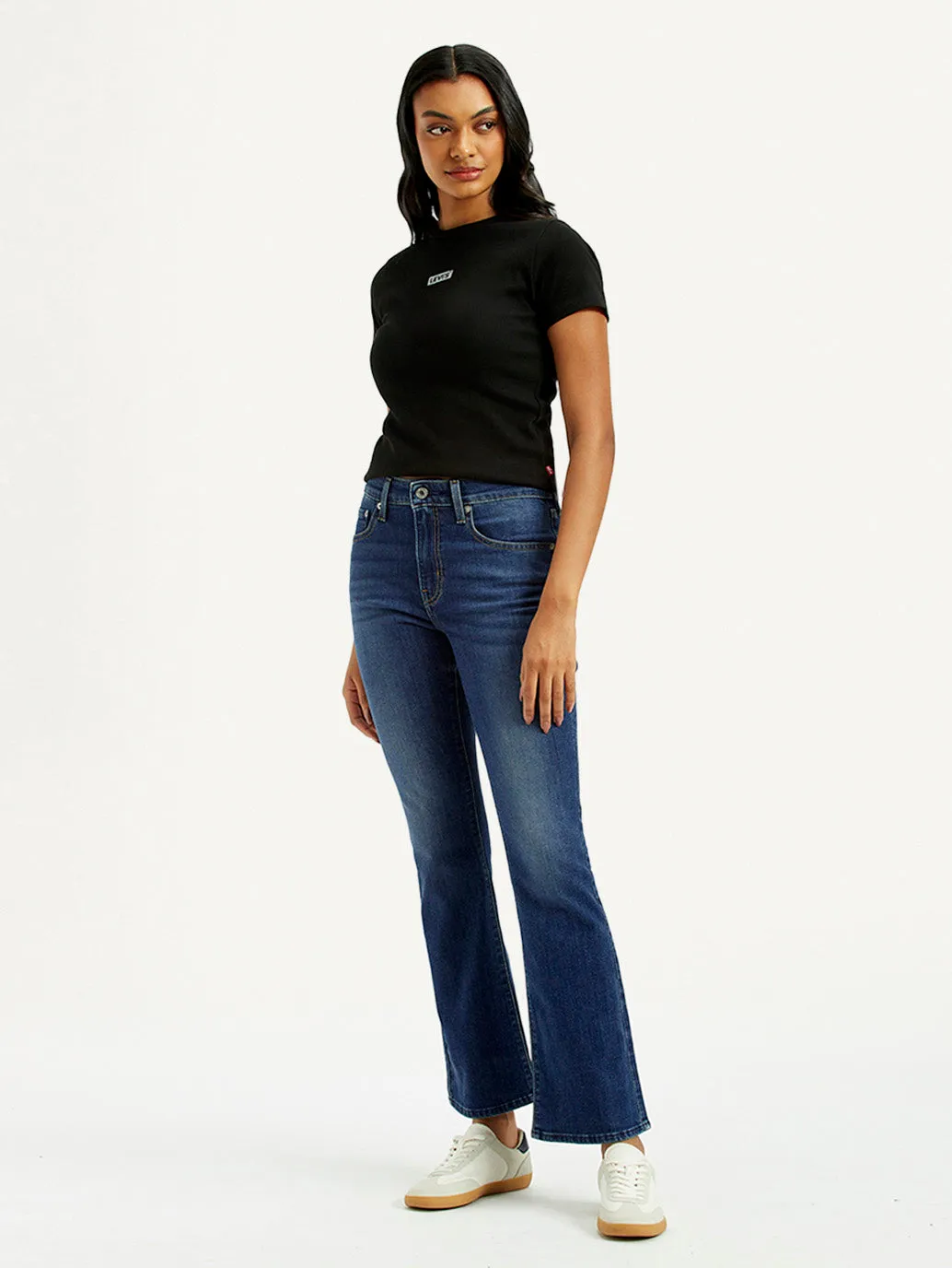 Women's 725 Dark Indigo Flared Fit High Rise Jeans Stretch Fabric Casual Friday Urban Explorer