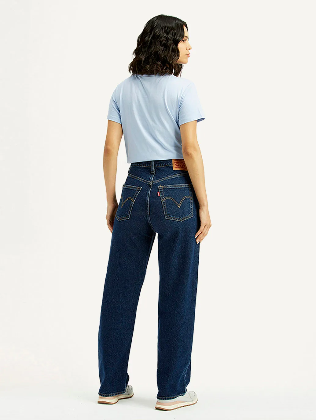 Women's Indigo Ribcage Straight Fit High Rise Jeans All Day Wear Resilient material