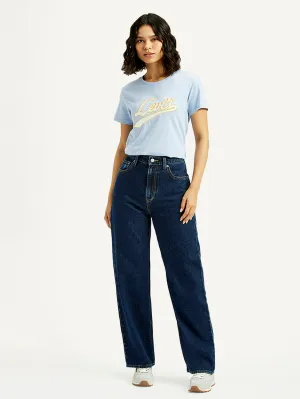 Women's Indigo Ribcage Straight Fit High Rise Jeans Universal Style
