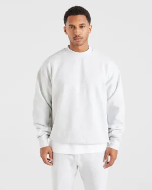 Summer Vacation Ribbed Hemming Essential Oversized Sweater - Grey Marl