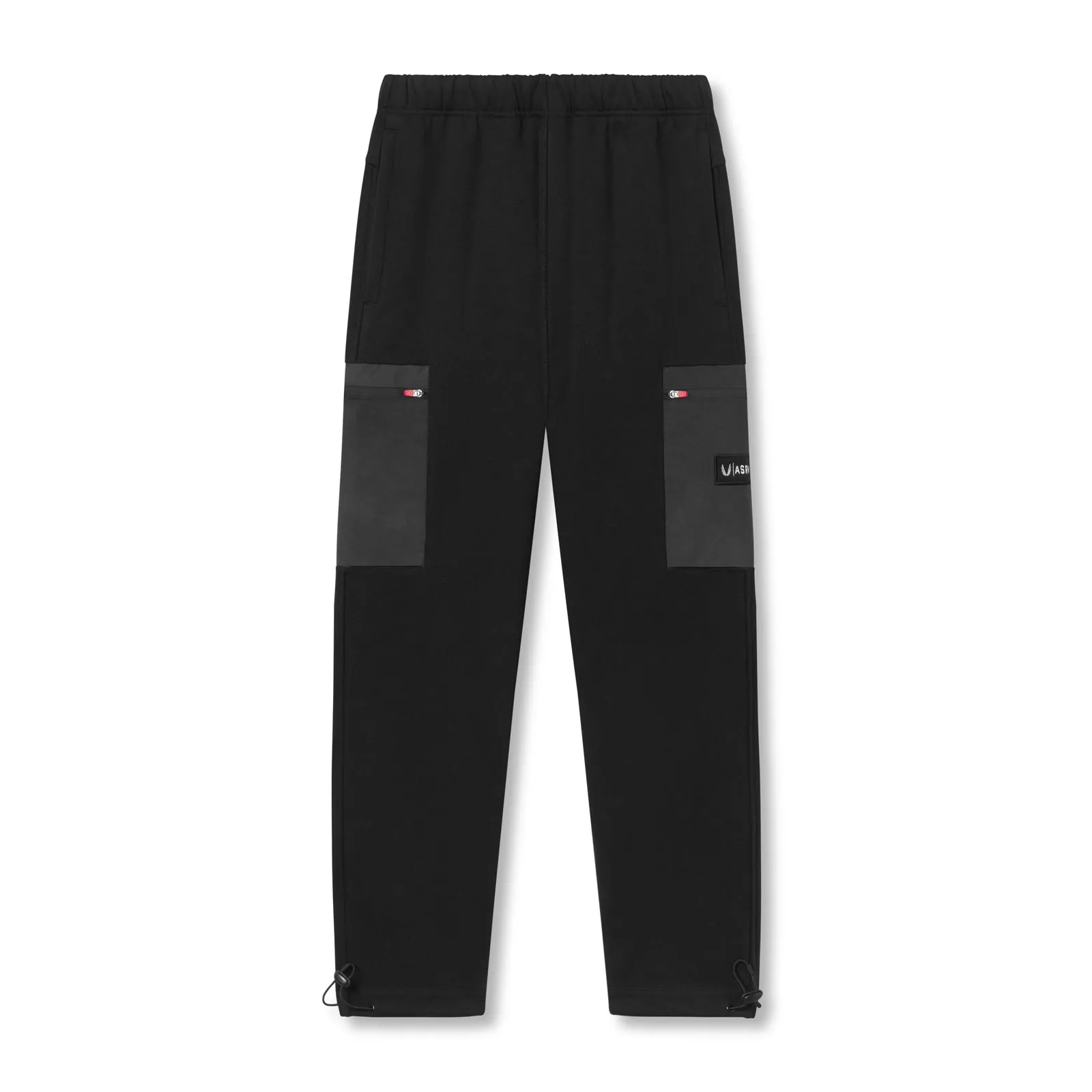0914. Tech-Terry? Paneled Cinch Cargo Jogger - Black/Wave-Dye Mesh Lined Layered Wear