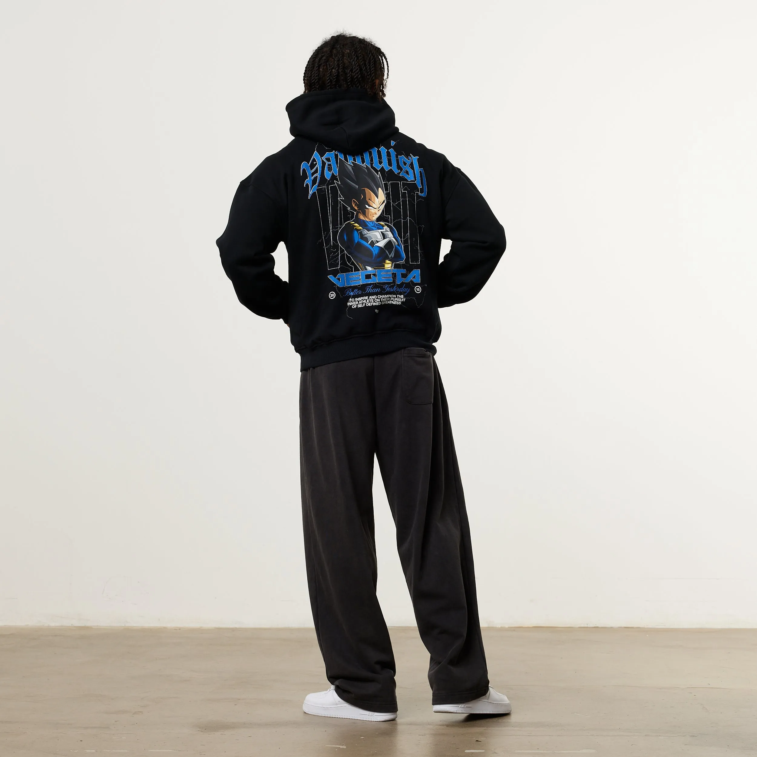 Leather like Vanquish DBS Vegeta Black Hoodie