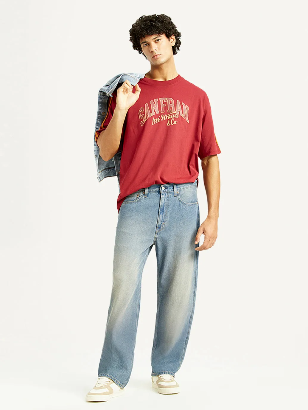 Smooth Picnic Style Men's 565 Light Blue Loose Fit Mid Rise Jeans