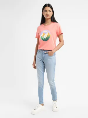 Women's 710 Blue Skinny Fit Mid Rise Jeans Student Outfit Streetwear Fan