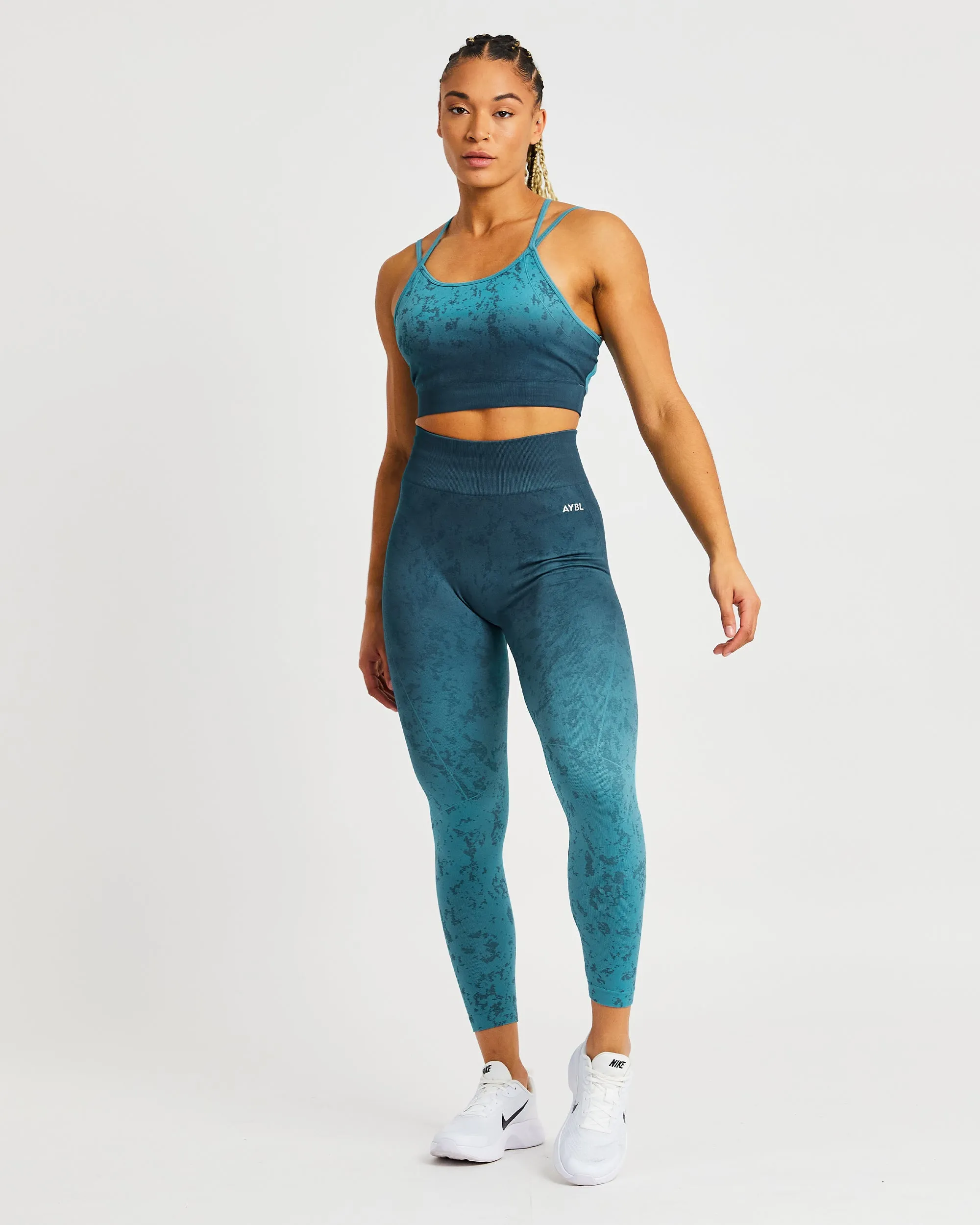 Flare Seamless Sports Bra - Teal Bright Flat Seams