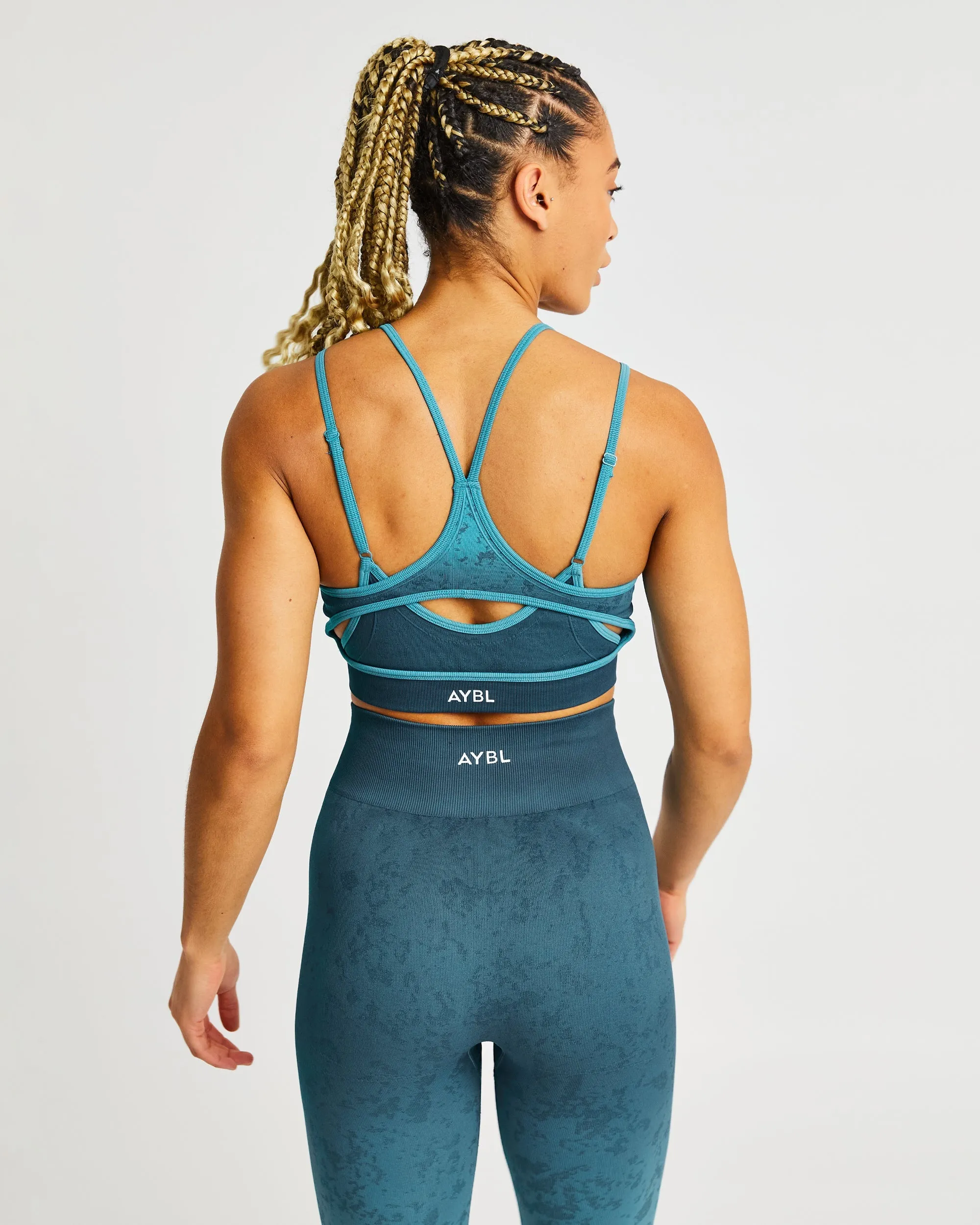 Flare Seamless Sports Bra - Teal Ribbed Cuffs