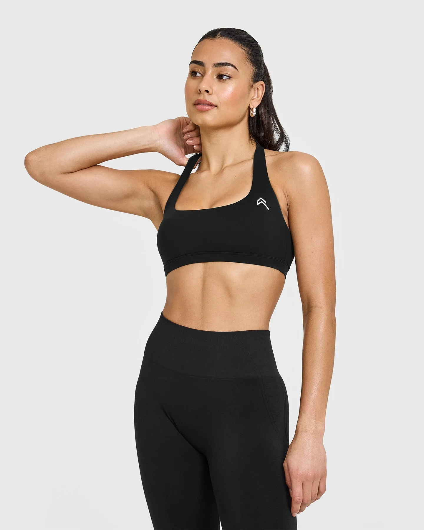 Flexible Design Invisible stitching seams EasyLift? Halter Bralette | Black Adjustable Straps