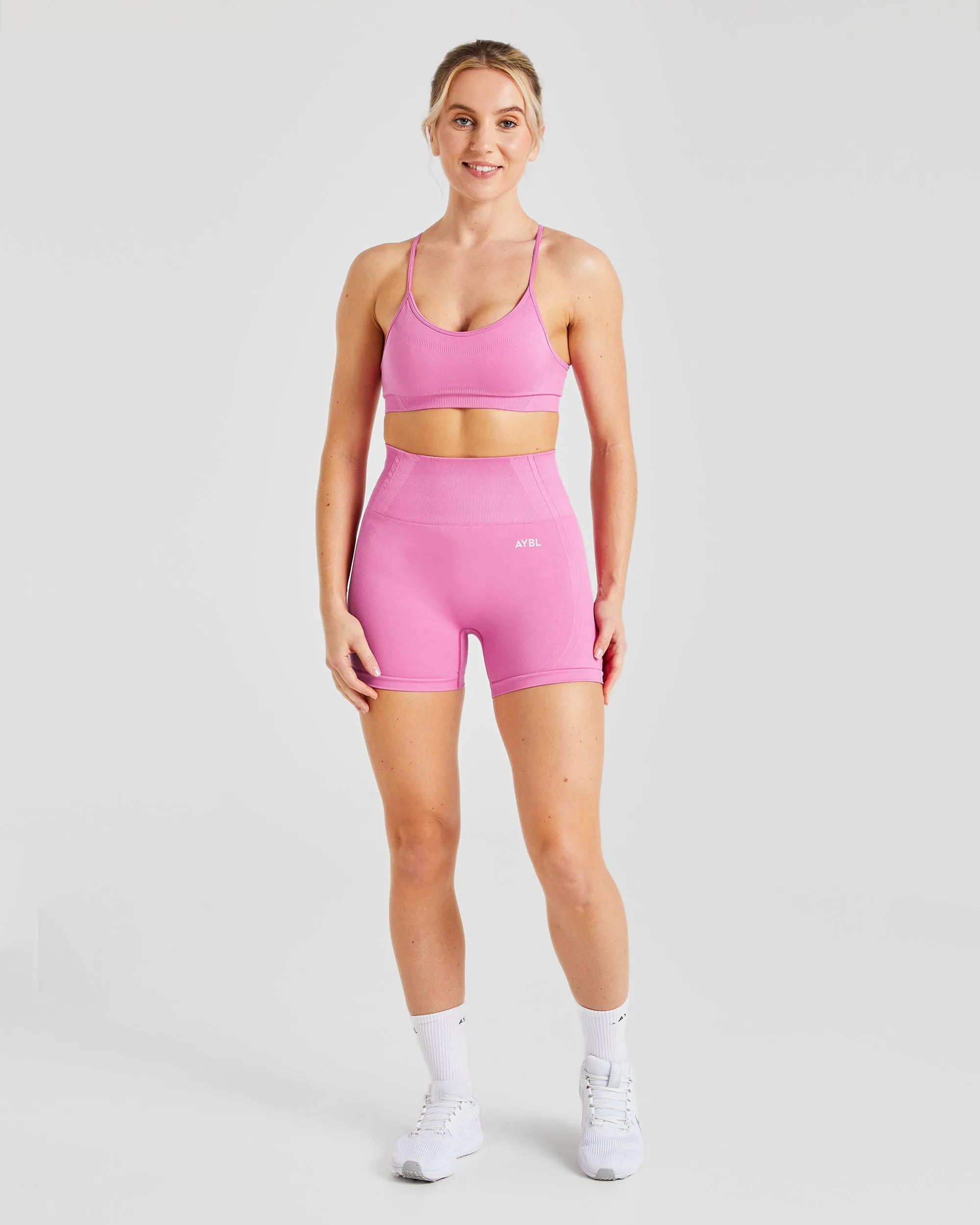 Mix and match seams Balance V3 Seamless Strappy Sports Bra - Bubblegum Pink