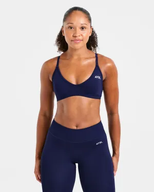 Non-Restrictive Support Flexible Adapt Seamless Strappy Sports Bra - Deep Navy