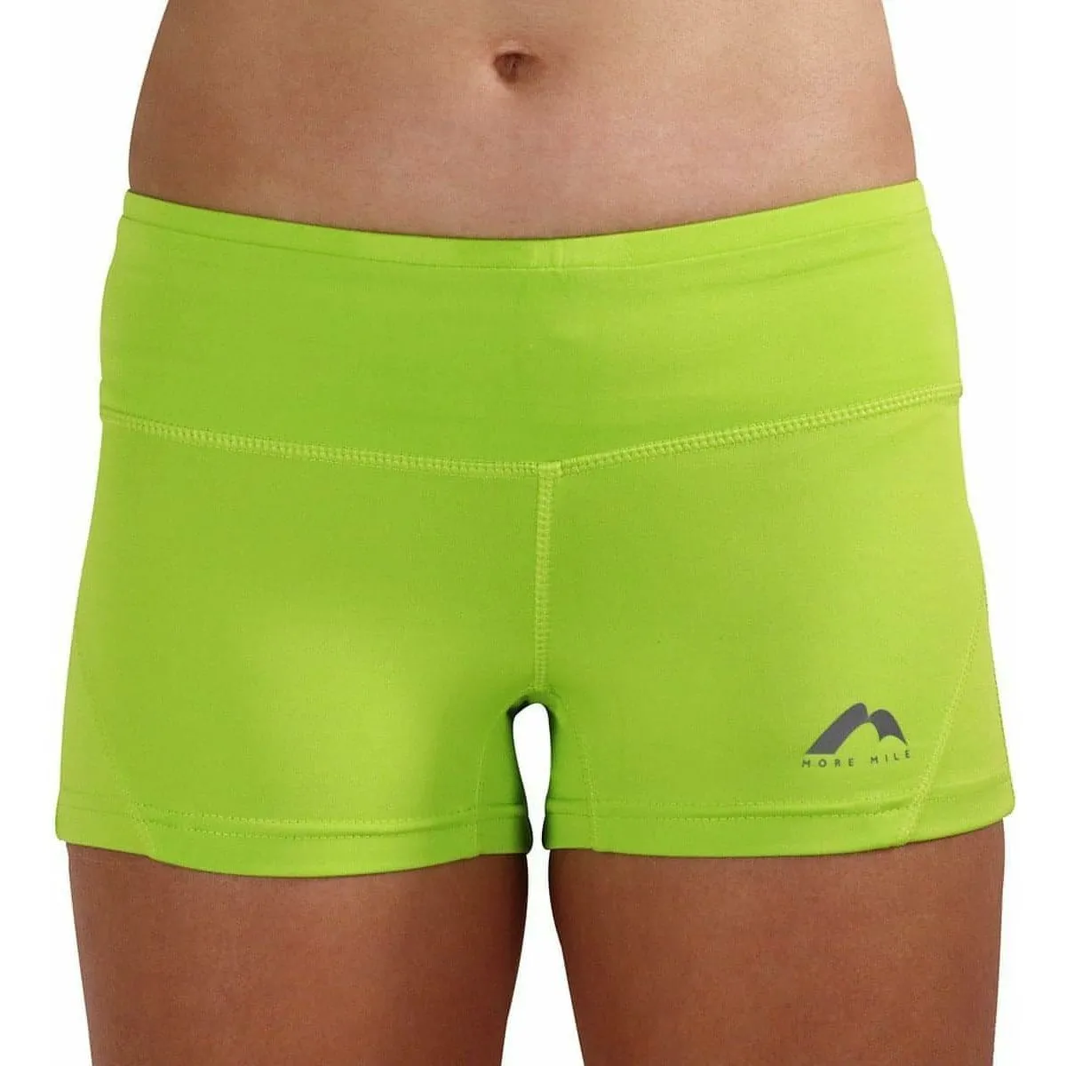 More Mile More-Tech 3 Inch Womens Running Shorts - Green Reinforced Gusset Travel Fit