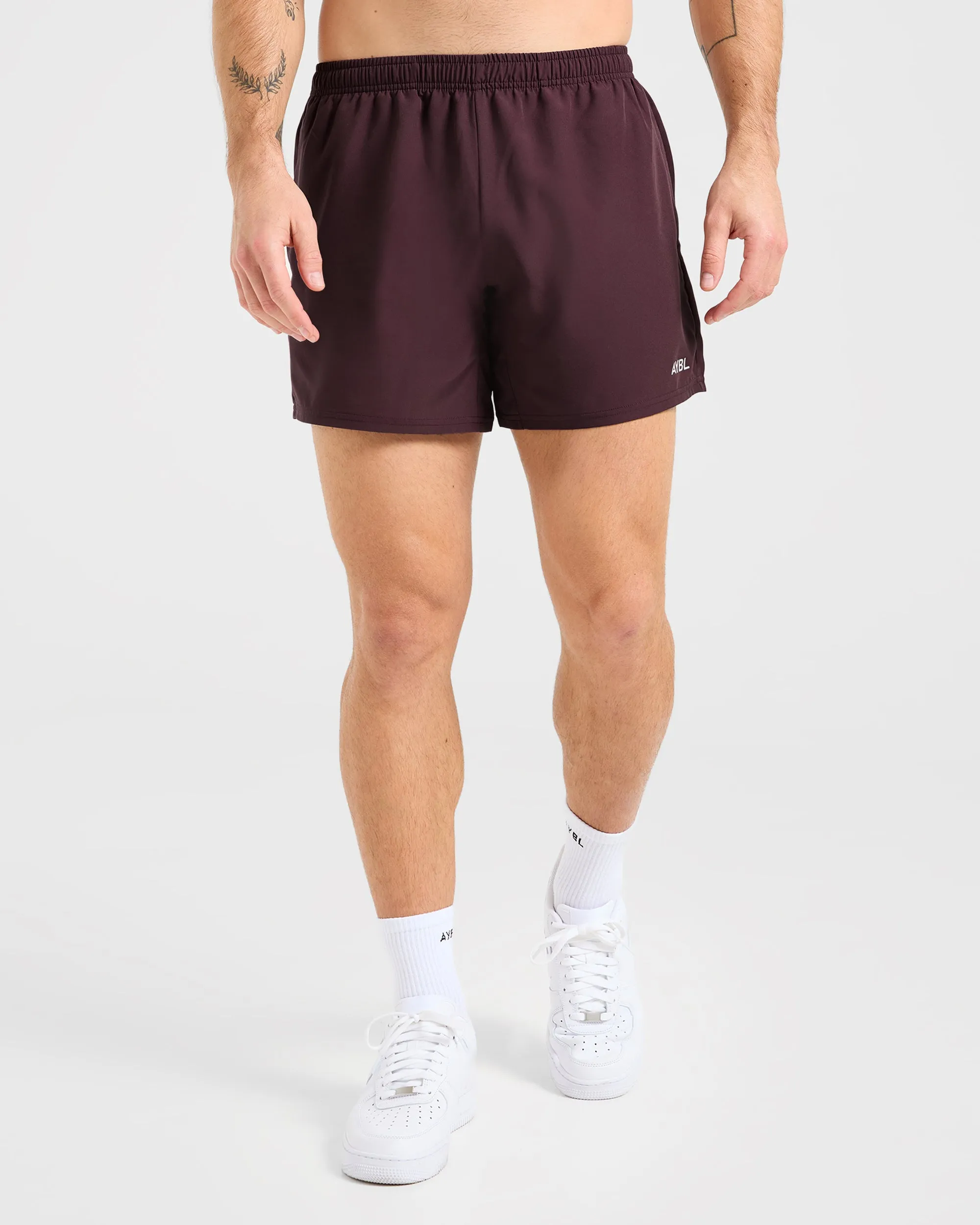 Wrinkle Resistant Material Stretchy Waist Core 5" Shorts - Dusty Plum