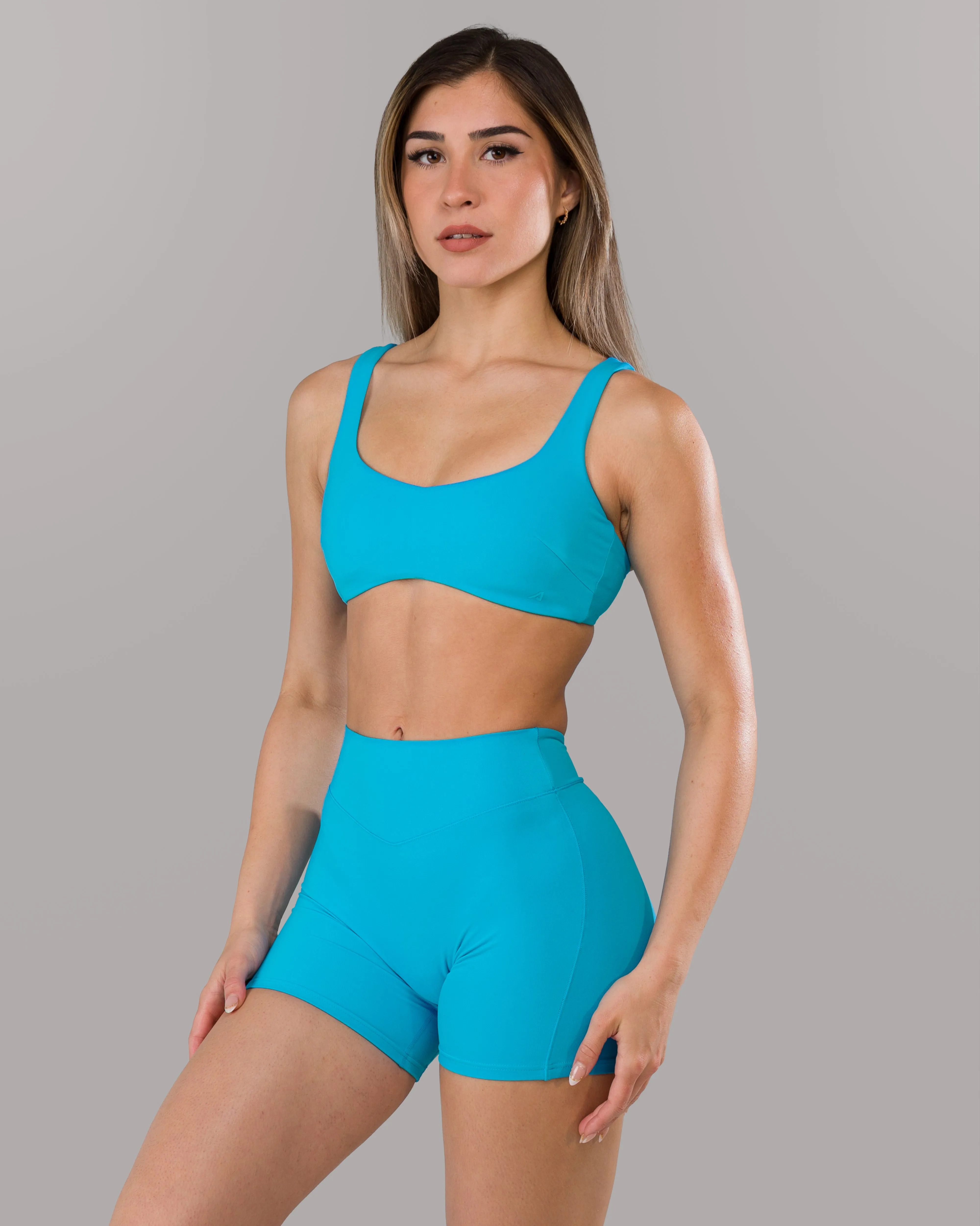 Cotton fabric Sewn seams Lina Bra - Cerulean