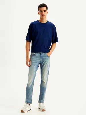 Men's 512 Light Blue Slim Tapered Fit Mid Rise Jeans Elegant Party Look Winter Warmth