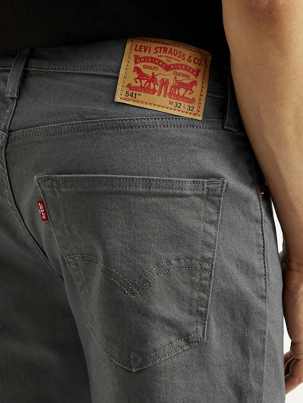Durable Fabric Men's 541 Charcoal Grey Overdyed Athletic Tapered Fit Mid Rise Jeans