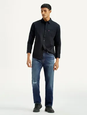 Breathable Fit Style Friendly Men's 555 Dark Indigo Loose Fit Mid Rise Jeans