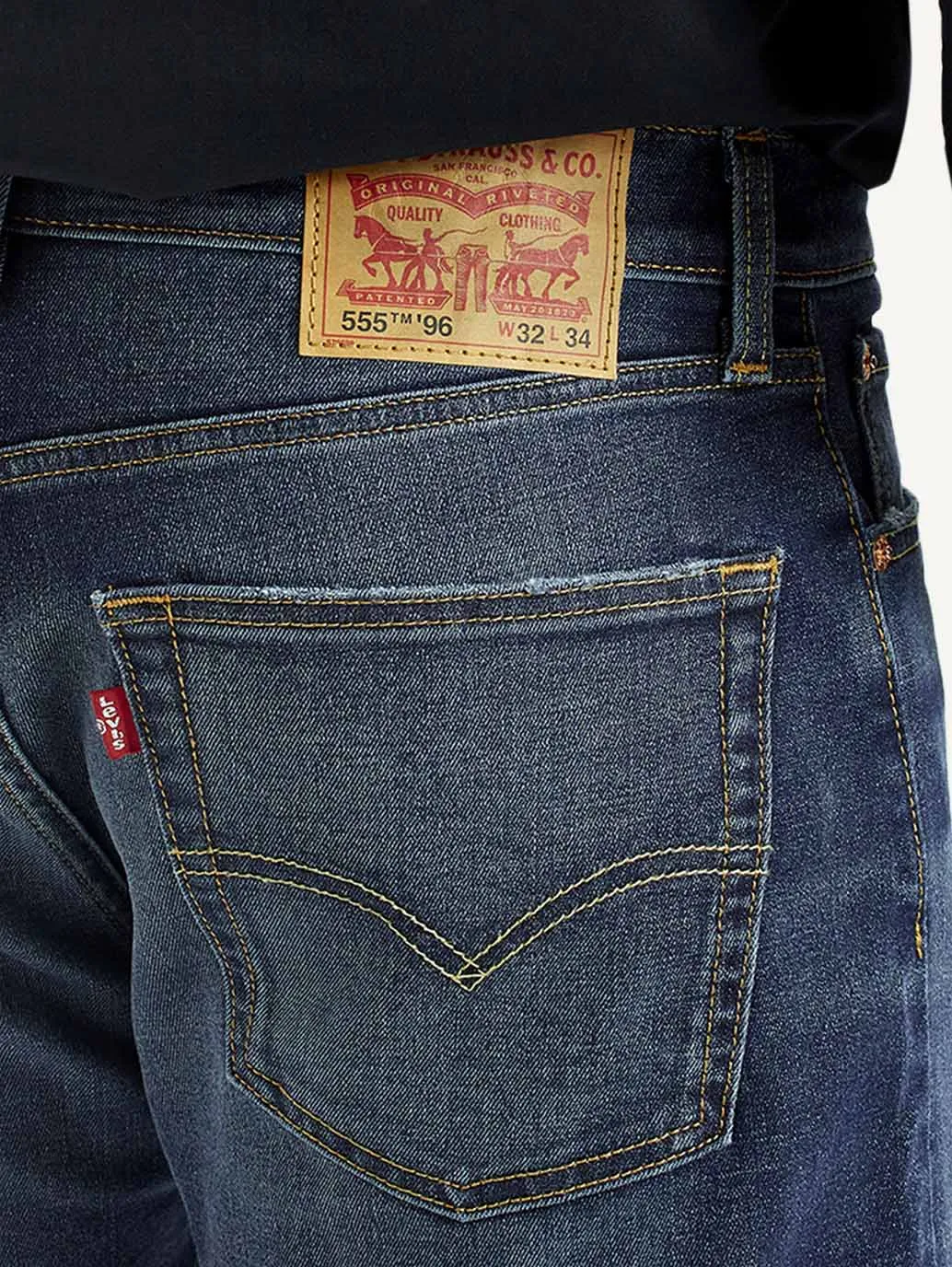 Minimalist Style Holiday Vibes Weekend Warrior Men's 555 Dark Indigo Loose Fit Mid Rise Jeans