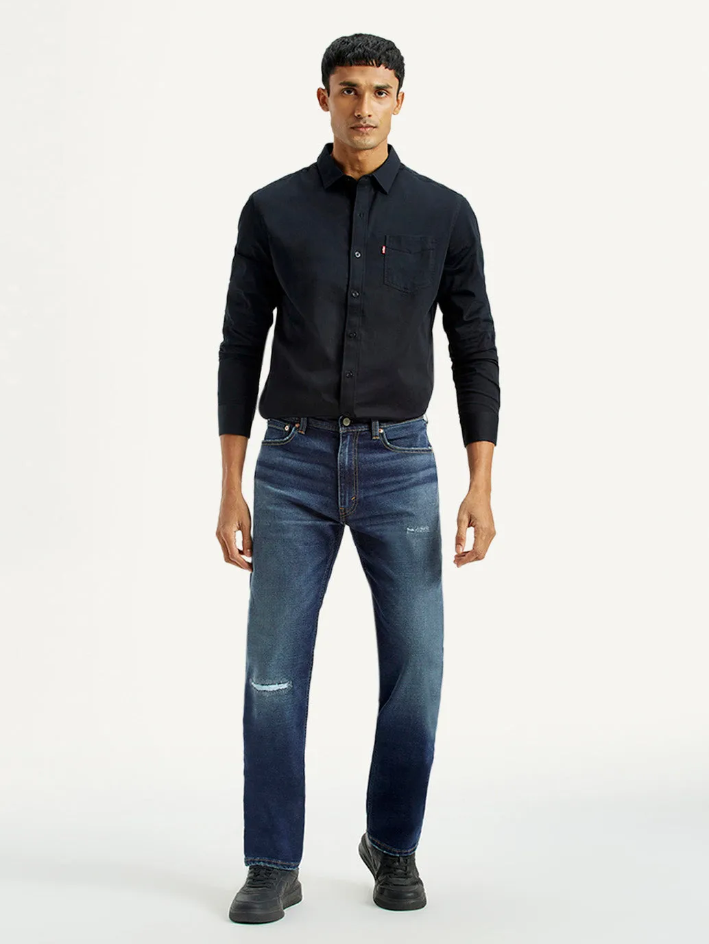 Men's 555 Dark Indigo Loose Fit Mid Rise Jeans Match With All