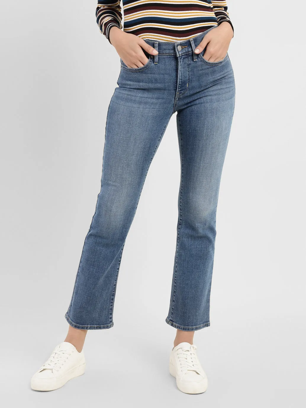 Women's 315 Blue Flared Fit High Rise Jeans Easy Essentials Beach Day Holiday Vibes