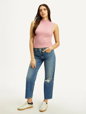 Essential Wardrobe Women's 94 Blue Baggy Fit High Rise Jeans