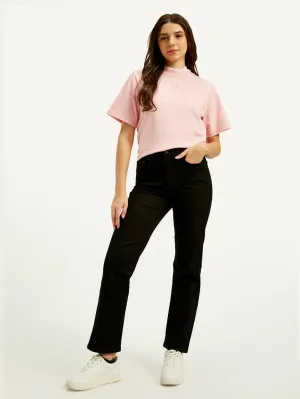 Women's Black Wedgie Straight Fit High Rise Jeans Vibrant Trendy