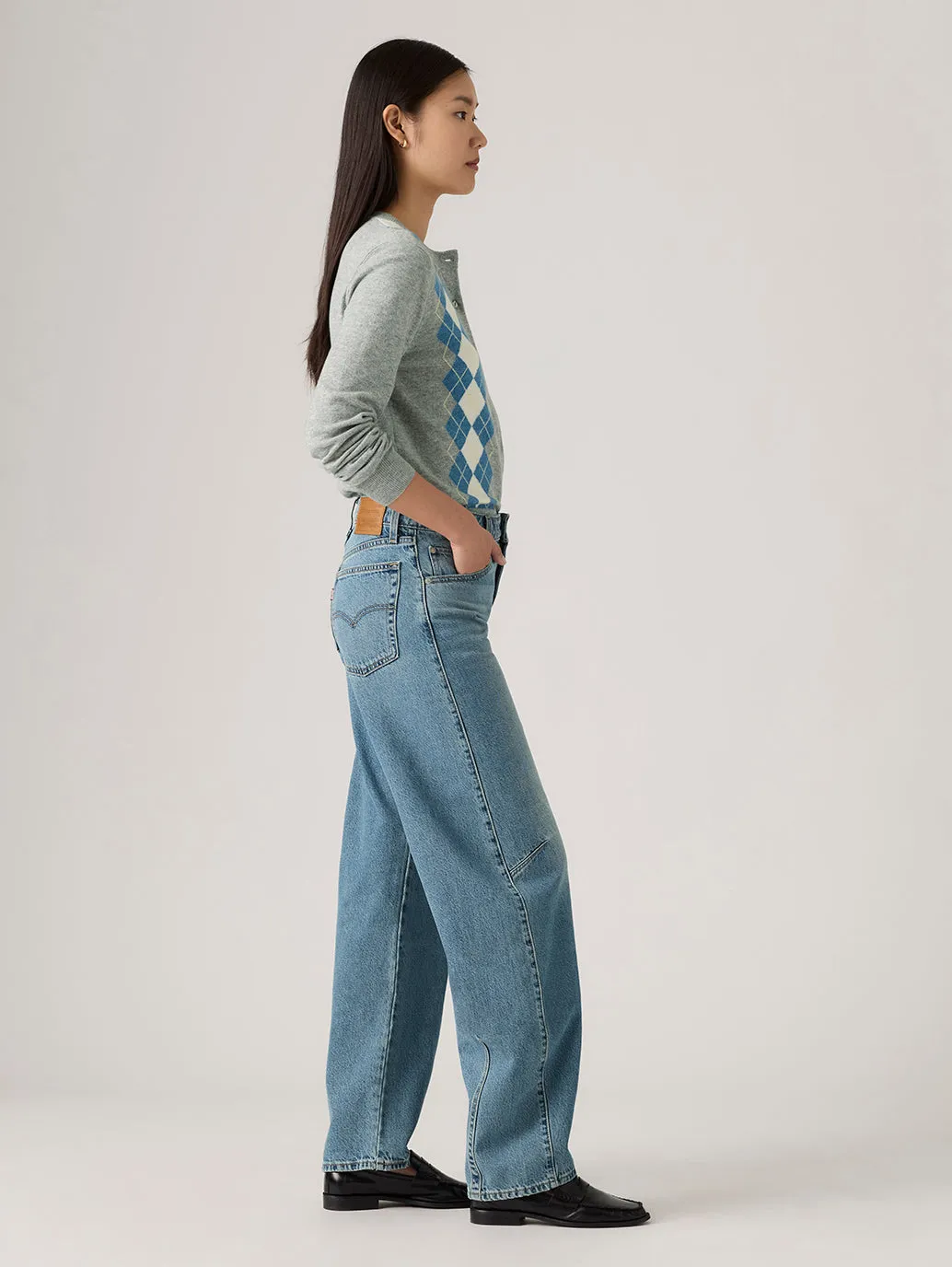 Daily Wear Festival Outfit Bold Look Professional Wear Women's Indigo Barrel Loose Fit Mid Rise Jeans