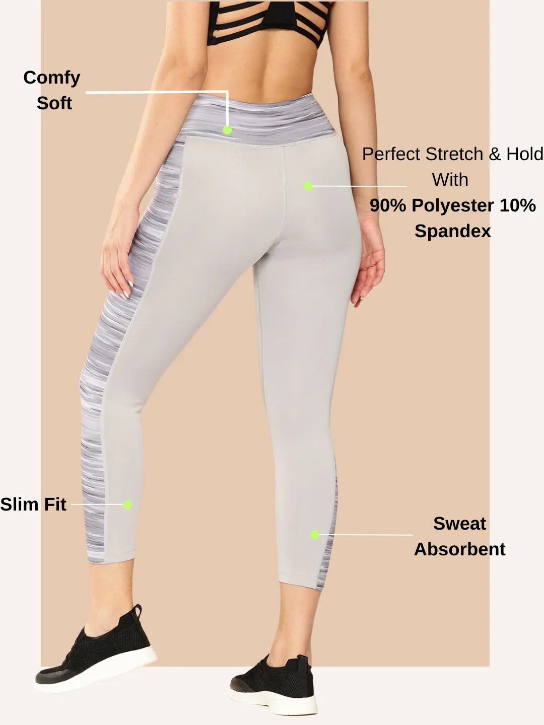 Zen Mode Alcis Women Grey Solid Cropped Tights