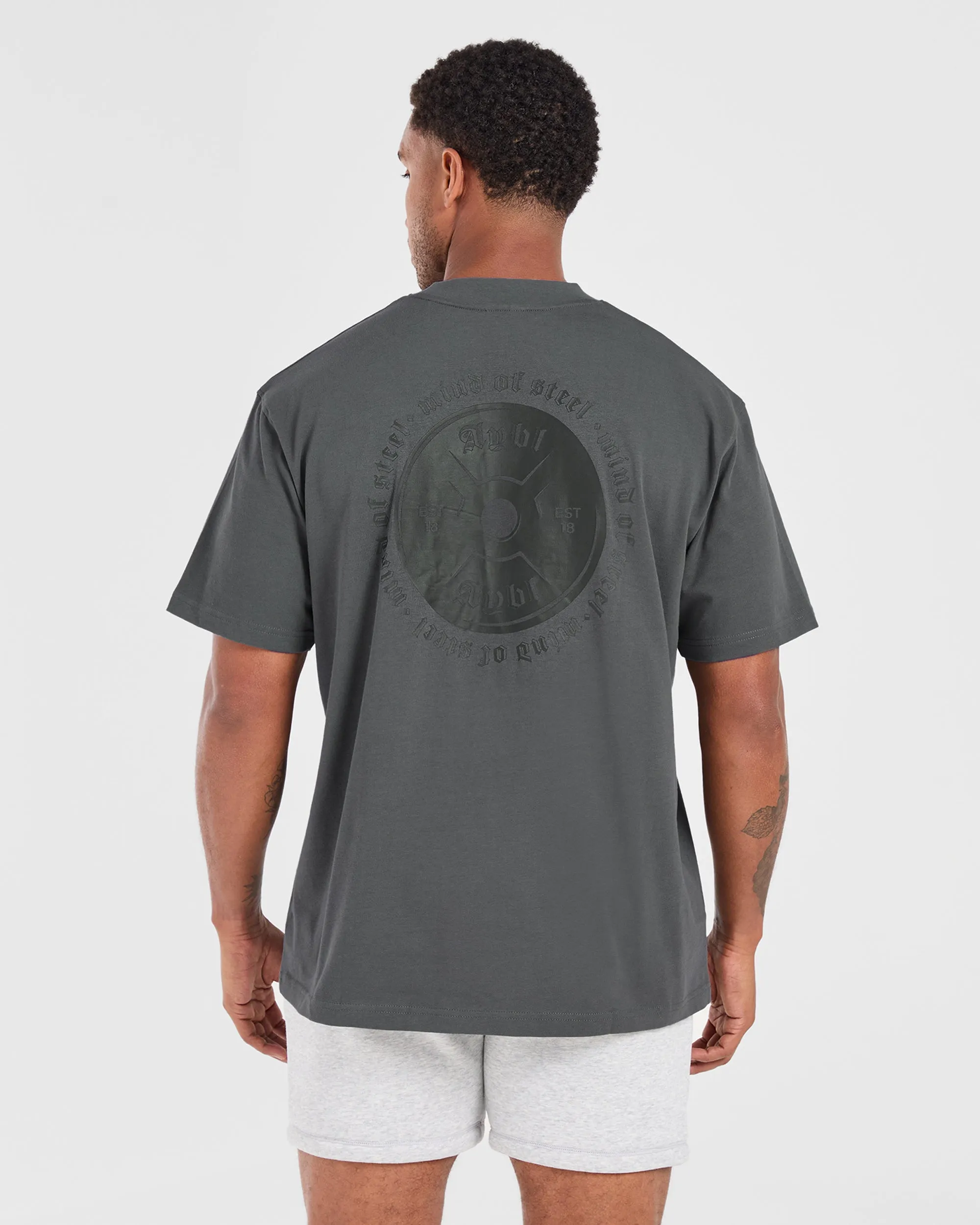 Mind of Steel Oversized T Shirt - Charcoal SeamFreeShoulders slim fit