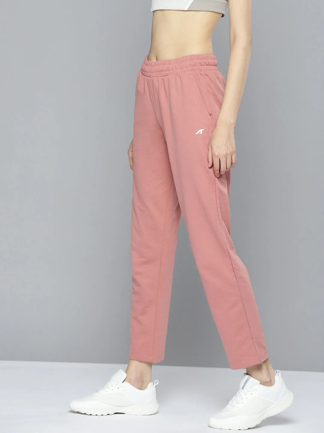Tapered Look Alcis Women Pink Solid Track Pant