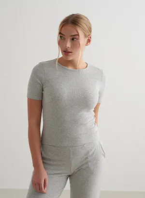 Grey Melange Ease Ribbed Short Sleeve Seasonal Outfit