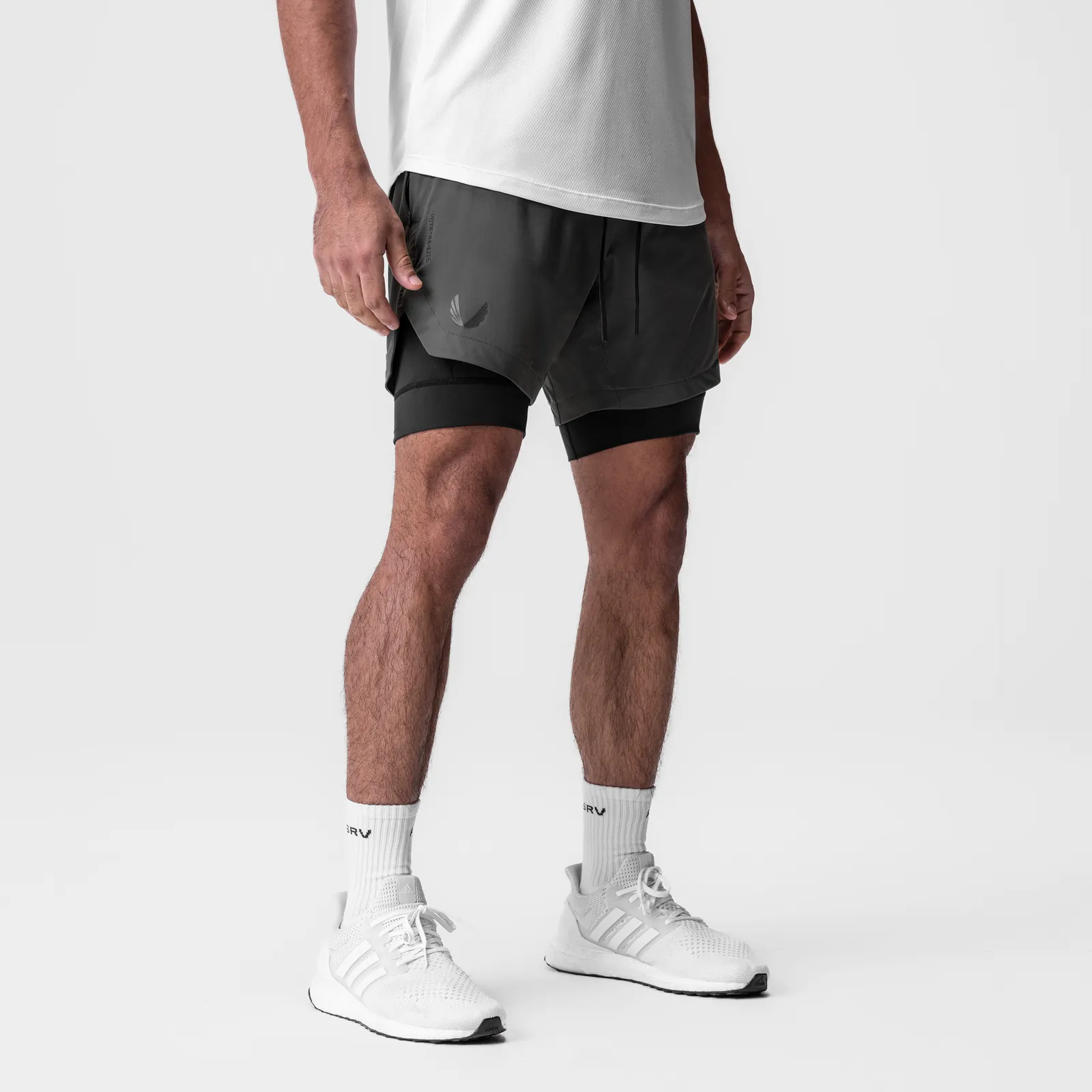 0866. Tetra-Lite? 7" Liner Short - Space Grey "Wings"/Black Style Choice