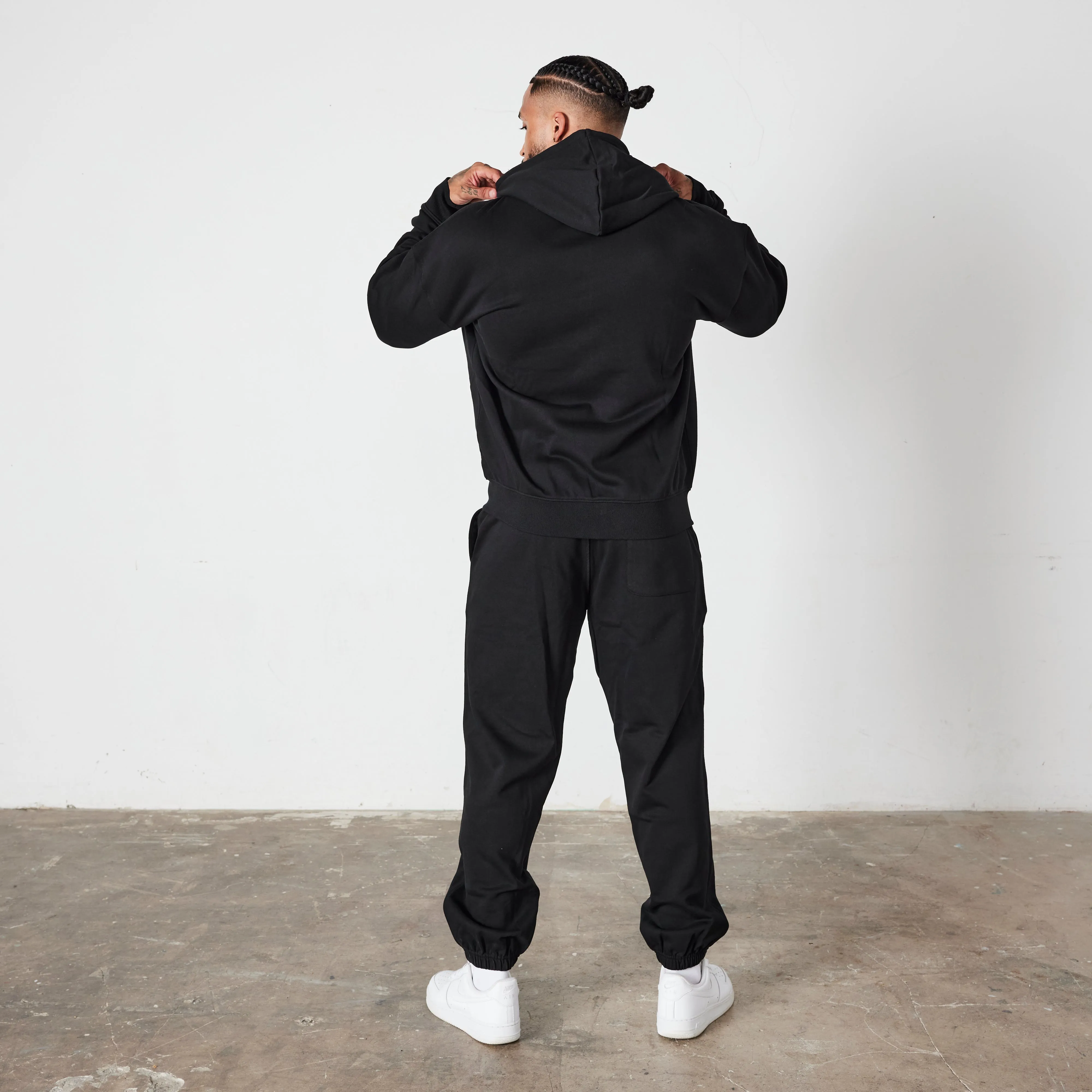 Vanquish Essential Black Oversized Full Zip Hoodie bus ride