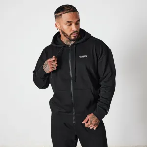 Vanquish Essential Black Oversized Full Zip Hoodie Lightweight Layer