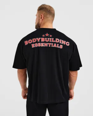 harmonious Stretchable Armholes Wesley Vissers X Body Building Essentials Oversized T Shirt - Black/Red