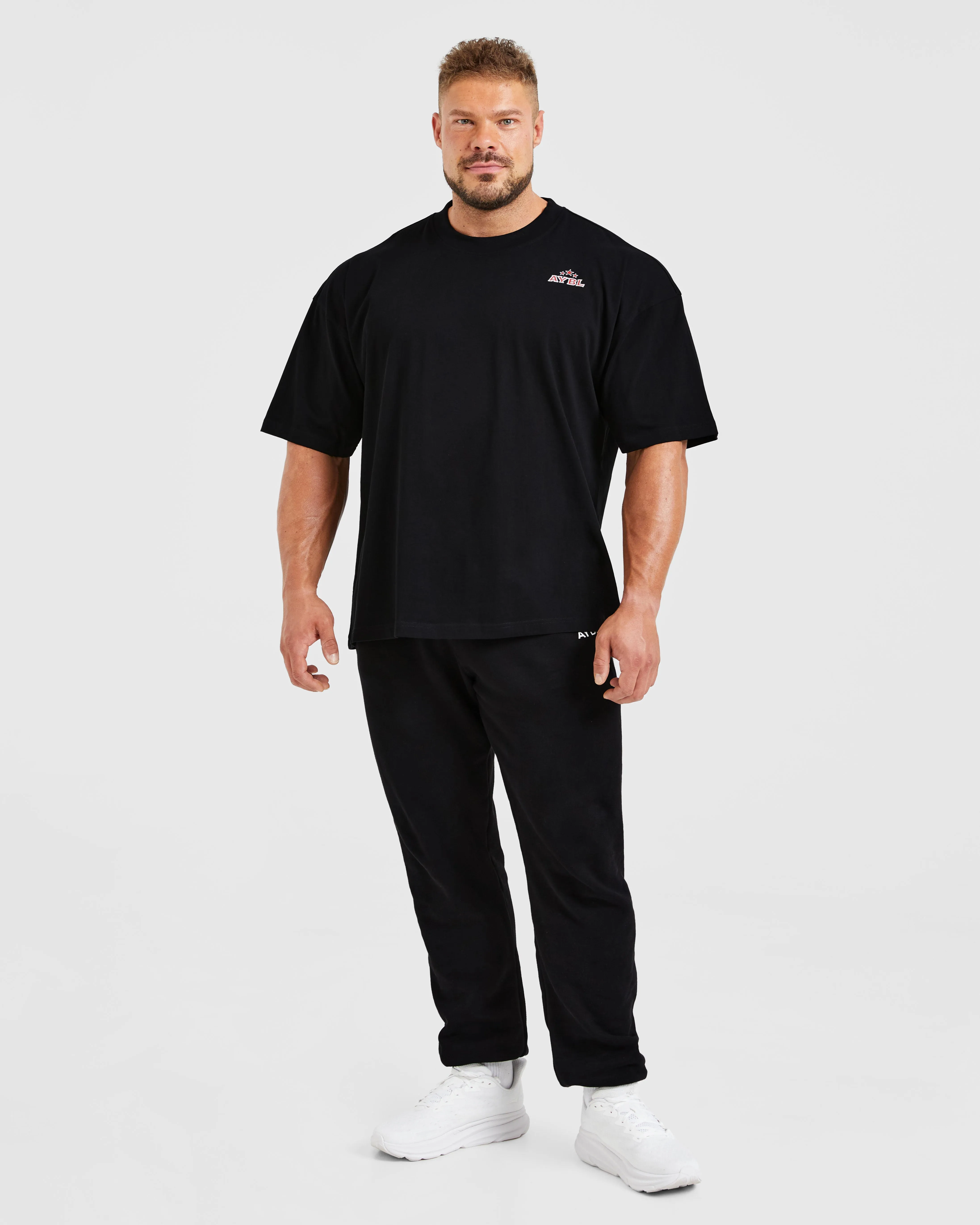 Wesley Vissers X Body Building Essentials Oversized T Shirt - Black/Red Anti Pilling Treatment Summer Favorite