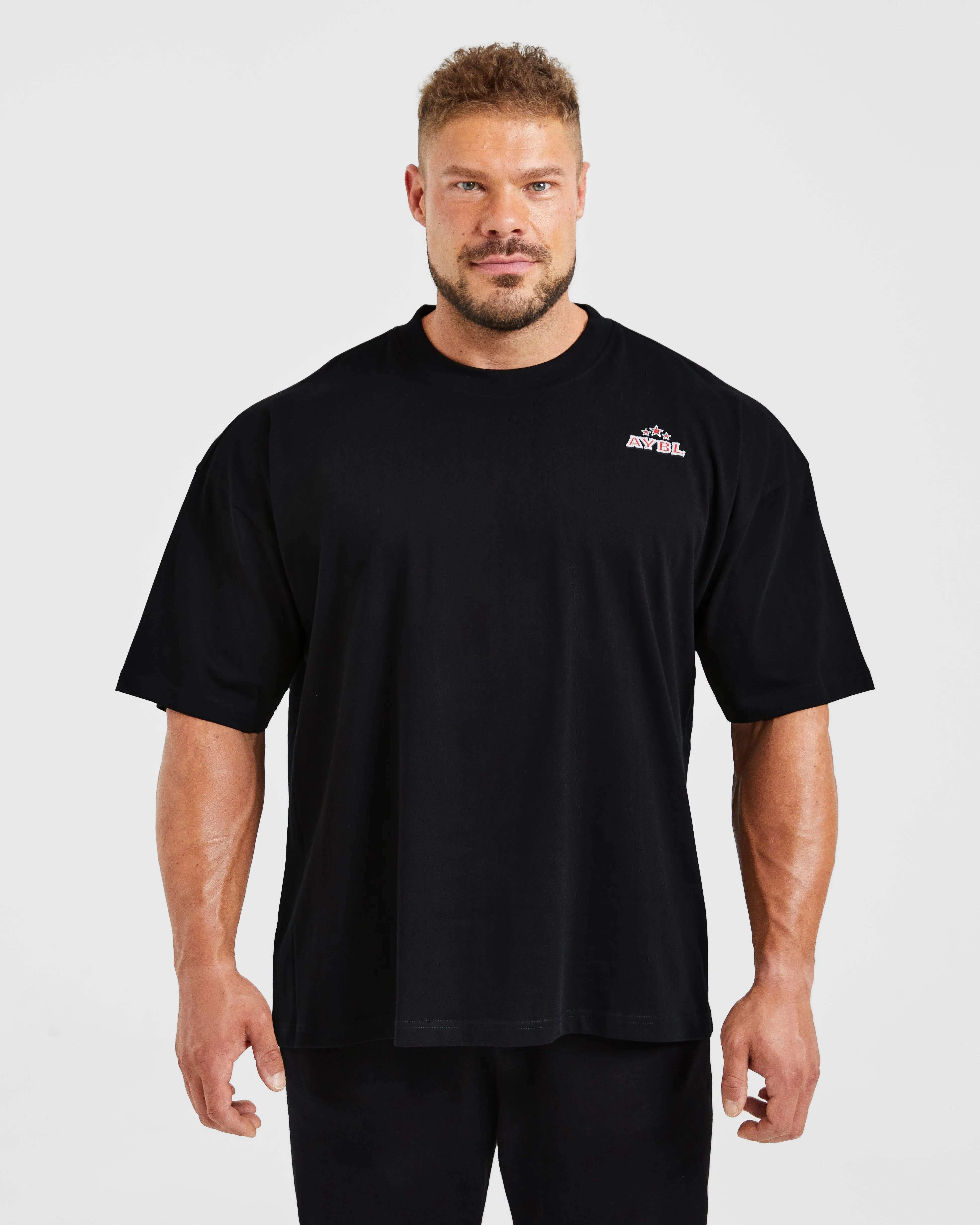 Wesley Vissers X Body Building Essentials Oversized T Shirt - Black/Red RecycledBlend Soft Breathable