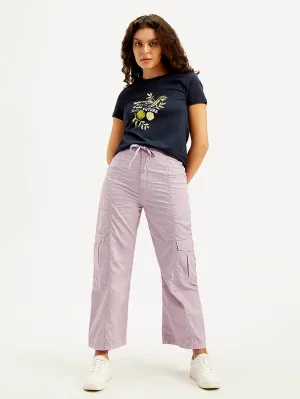 Women's Purple Loose Fit High Rise Jeans Neutral Casual