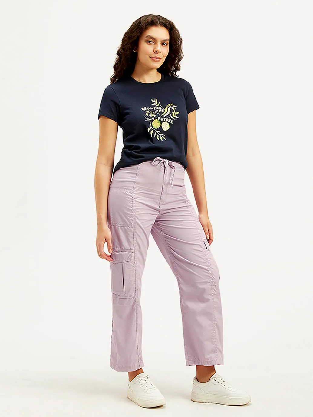 Eco Friendly Dye Process Women's Purple Loose Fit High Rise Jeans