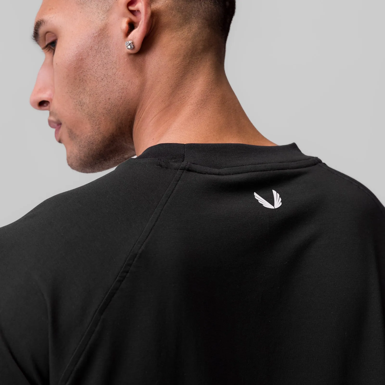 1086. Supima? 3/4-Sleeve Oversized Tee - Black GentleWashResistance V neck