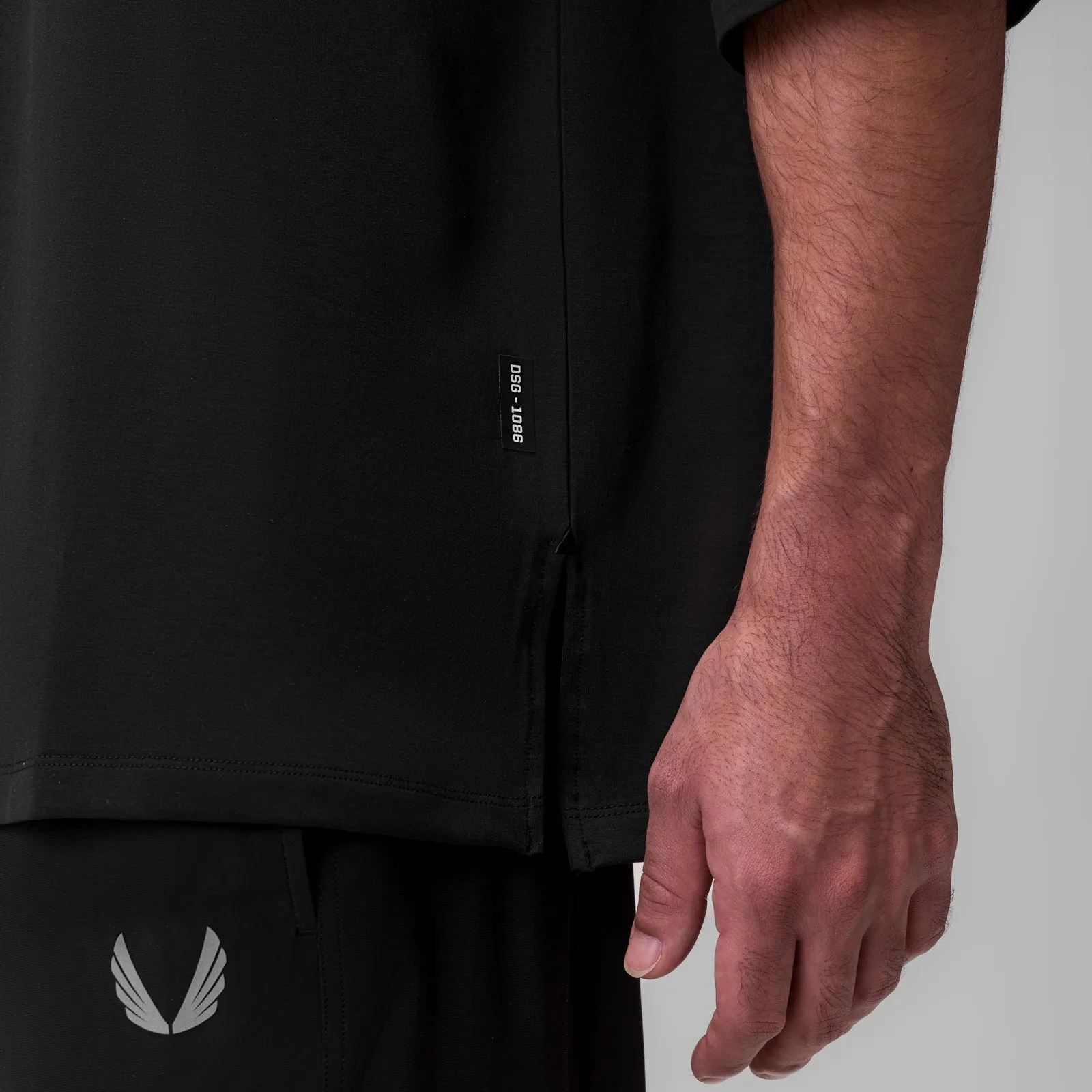 Breathable Material 1086. Supima? 3/4-Sleeve Oversized Tee - Black