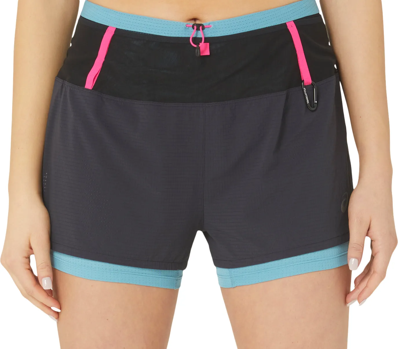 present for him Asics FujiTrail 2 In 1 Womens Running Shorts - Black