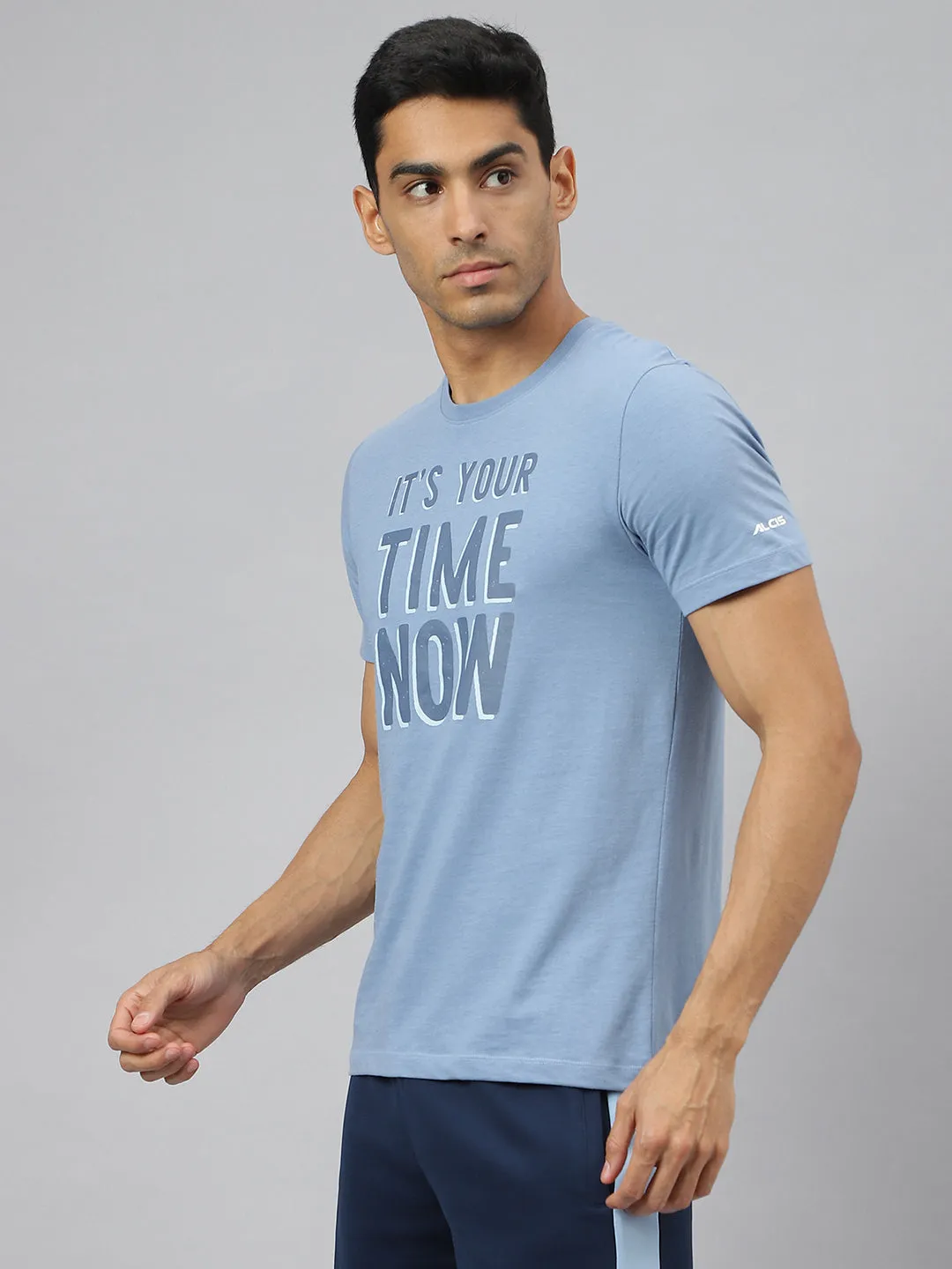 Glow Up Formal Tone Alcis Men Faded Denim Graphic Print Soft-Touch Regular-Fit Athleisure T-Shirt