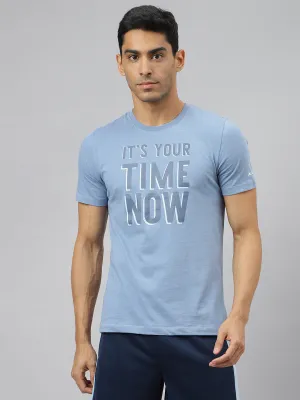 WaterResistant Coating Alcis Men Faded Denim Graphic Print Soft-Touch Regular-Fit Athleisure T-Shirt