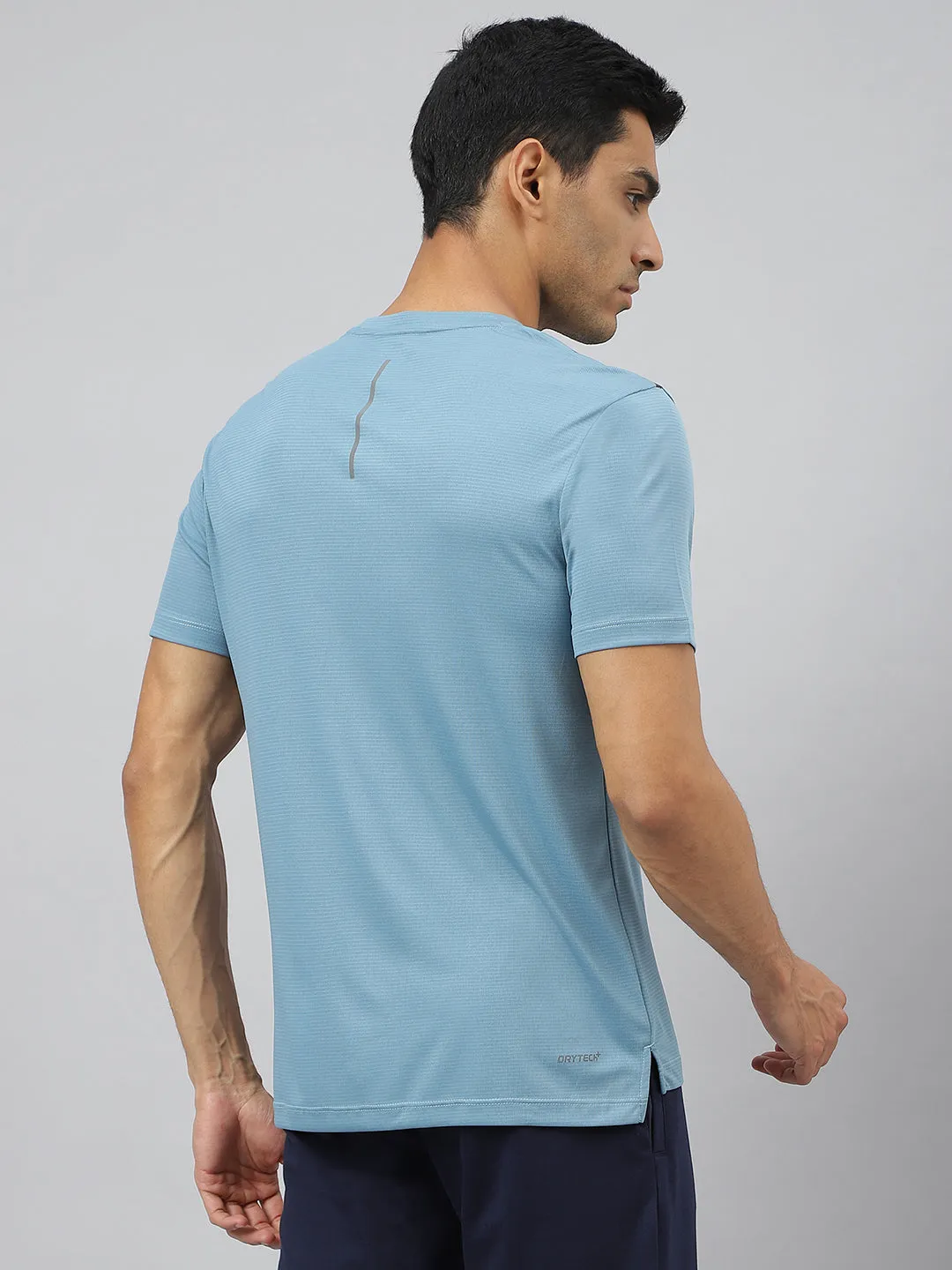 Alcis Men Golden Olive Drytech  Anti-Static Slim-Fit Round Neck Running T-Shirt WaterRepellentCoating