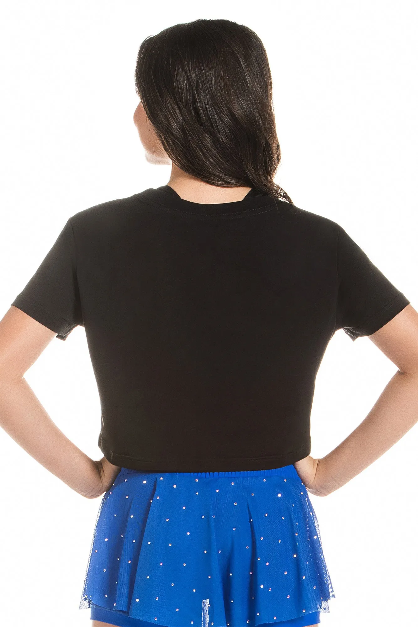 Sasha Cropped Tee in Black StretchFree