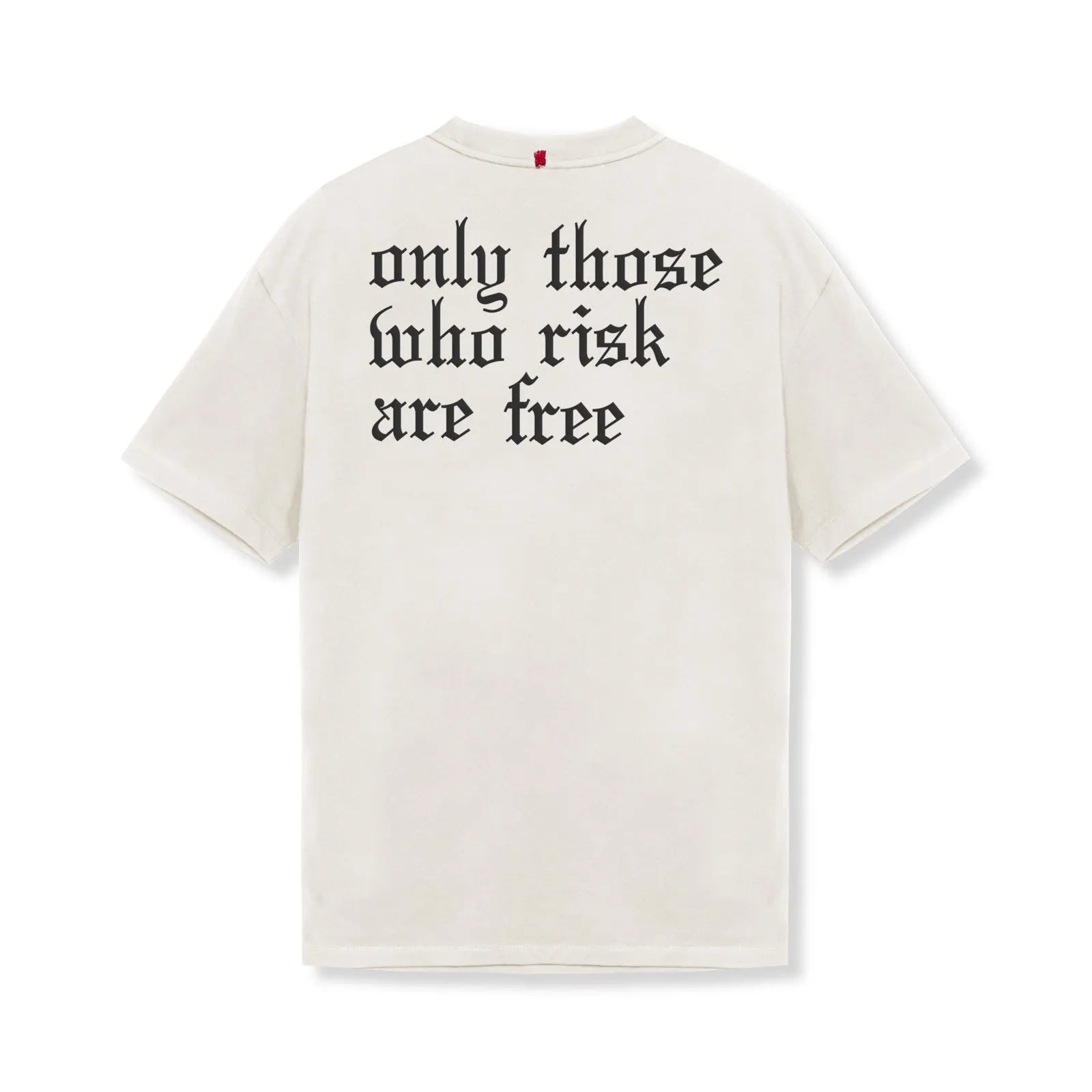 0797. Tech Essential? Relaxed Tee - Stone/Black "OTWR" No Slip Shoulder Design