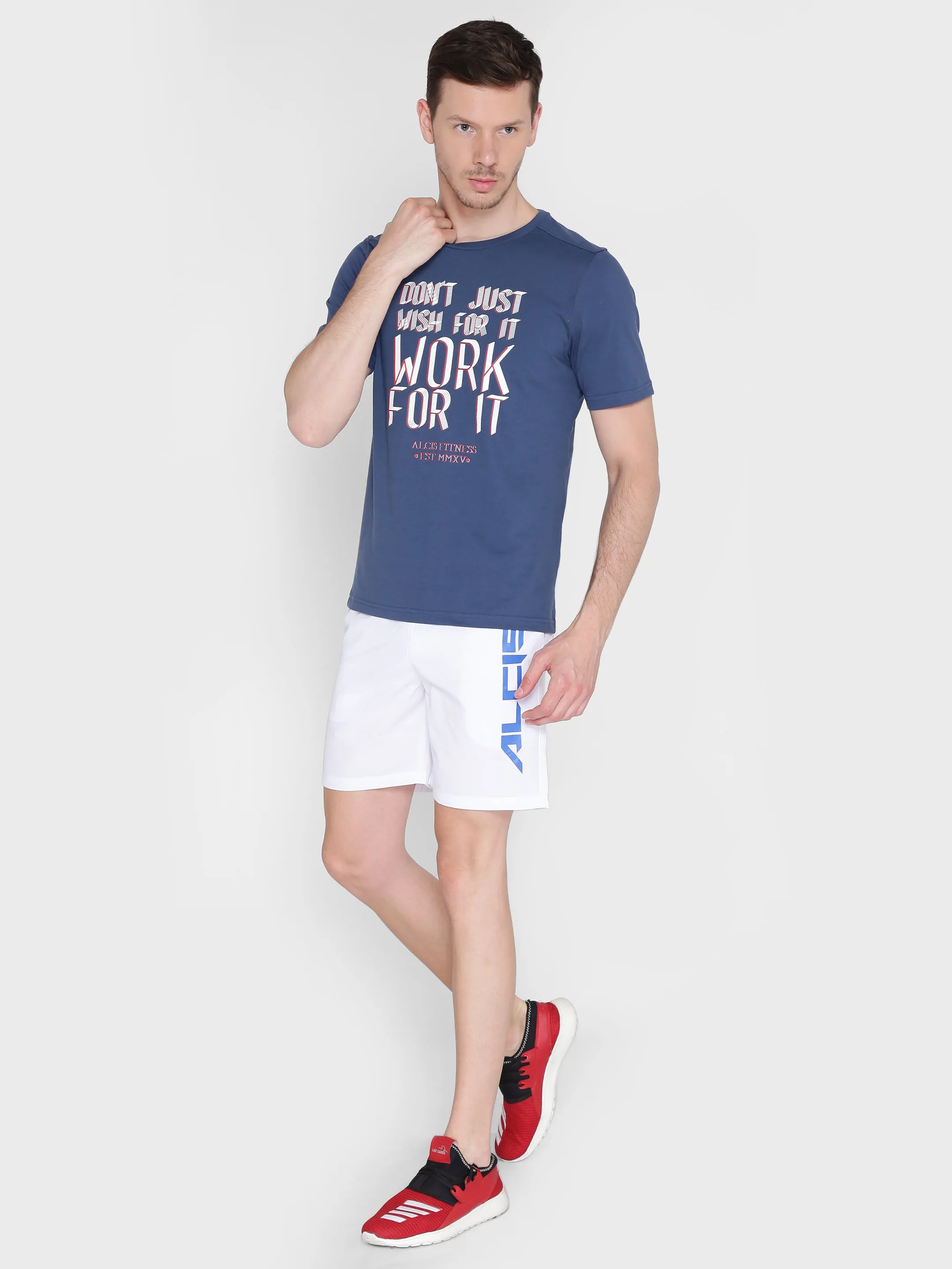 Pearl Tone Alcis Men Navy Blue Printed Round Neck T-shirt